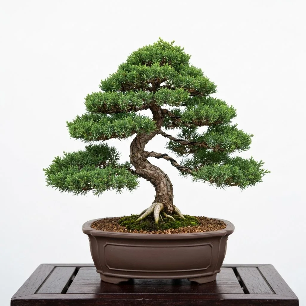 15-year trained juniper bonsai in traditional ceramic pot