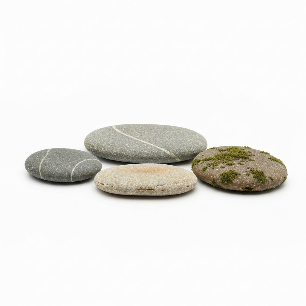 Set of flat natural Japanese garden stepping stones