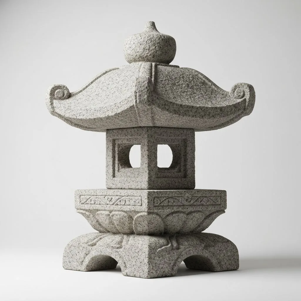 Traditional granite yukimi-doro stone lantern